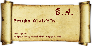 Brtyka Alvián névjegykártya